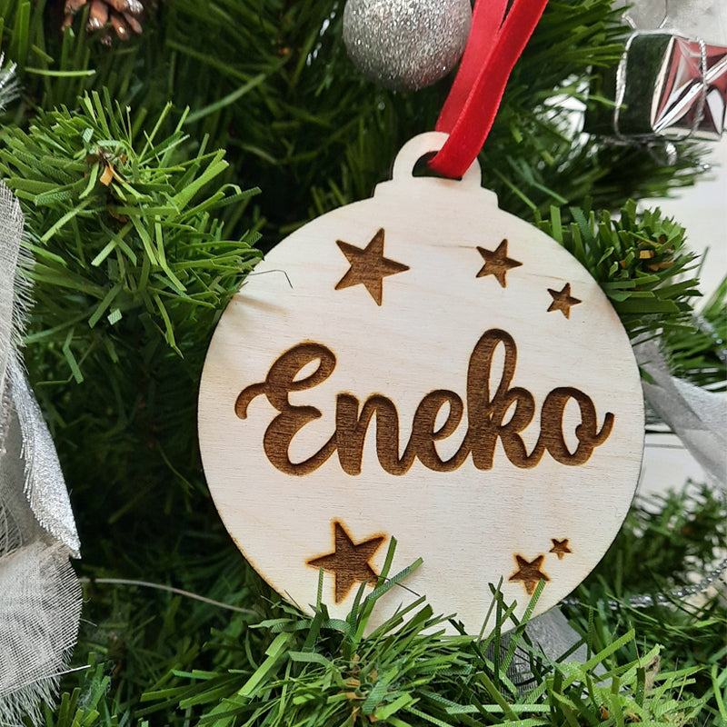 Bolas de Navidad de Madera Personalizadas con Nombre