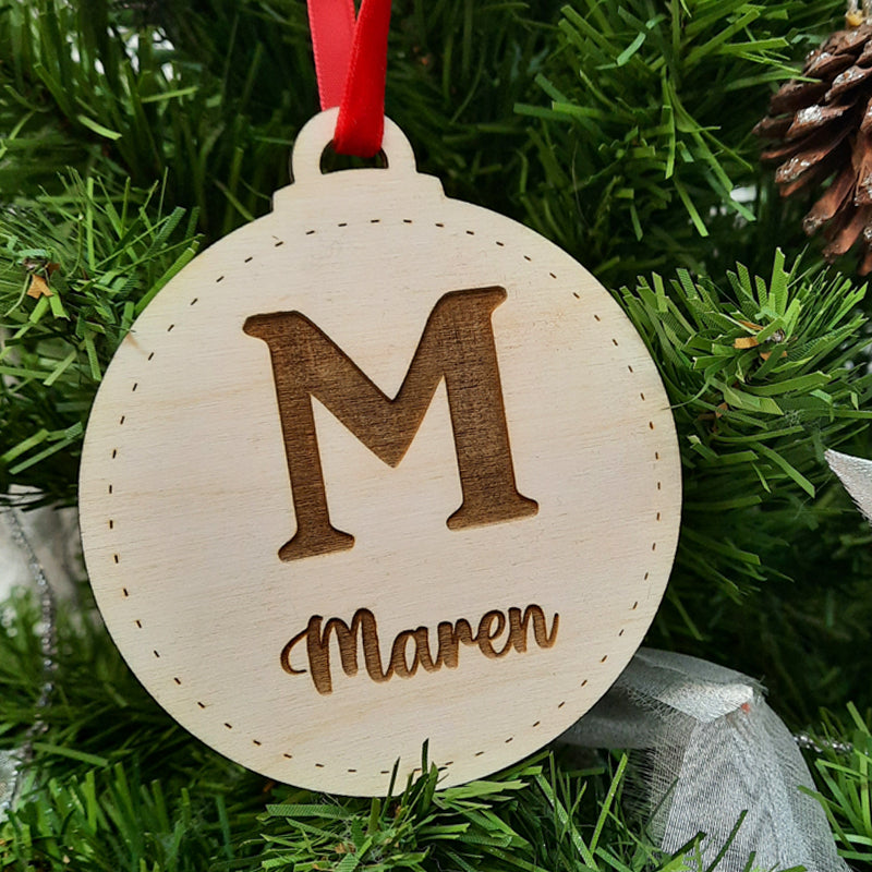 Bolas de Navidad de Madera Personalizadas con Inicial