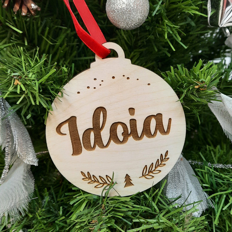 Bolas de Navidad de Madera Personalizadas con Nombre