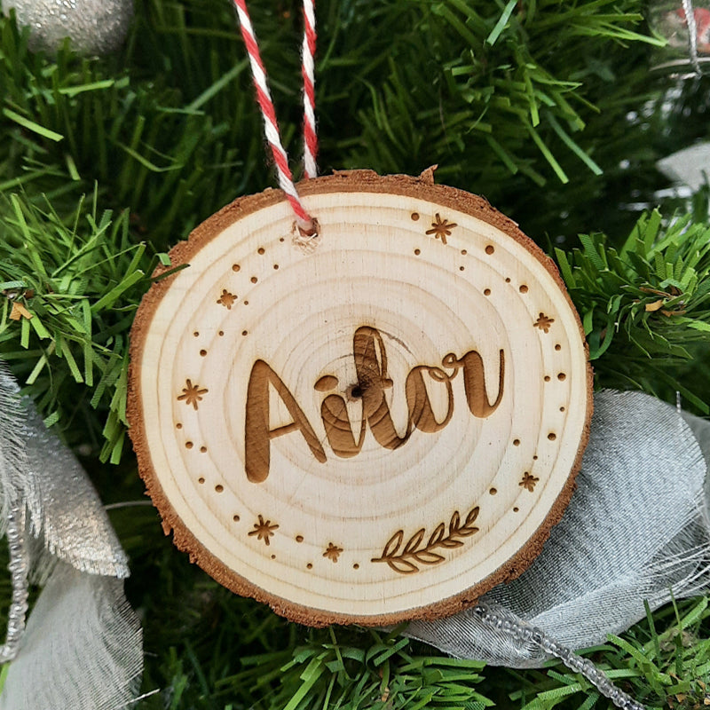 Rodaja de Navidad de Madera Personalizadas con Nombre