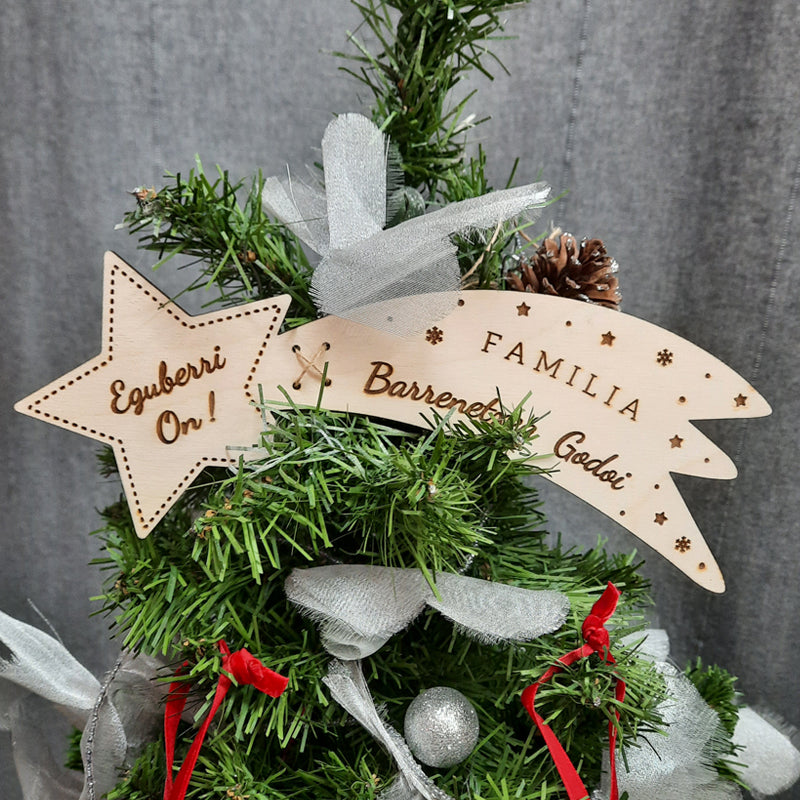 Estrella para el árbol de Navidad de madera personalizada